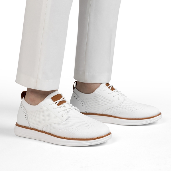 [KnitFlex SmartCraft] Men's Knitted Wingtip Oxford Shoes - WHITE - 5