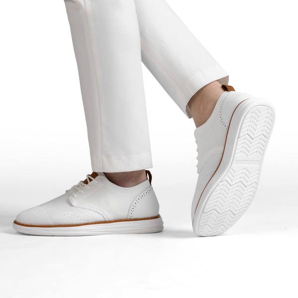 [KnitFlex SmartCraft] Men's Knitted Wingtip Oxford Shoes - WHITE - 6