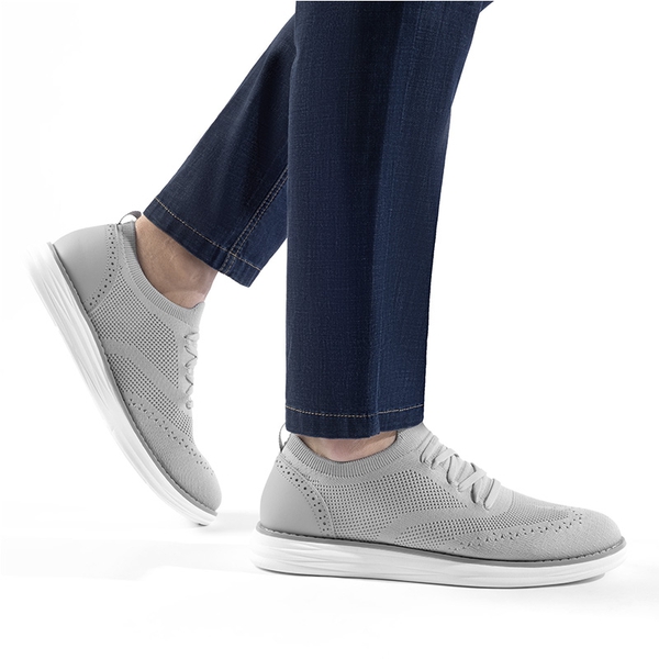 [KnitFlex SmartCraft-] Men's Lightweight Mesh Casual Oxfords - GREY - 5