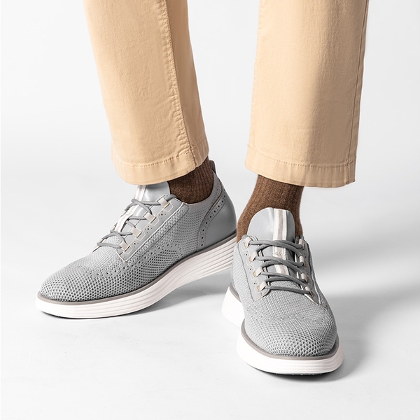 [MaxFlex SuiteCraft+] Men's Smart Casual Knit Oxford Shoes - GREY - 5