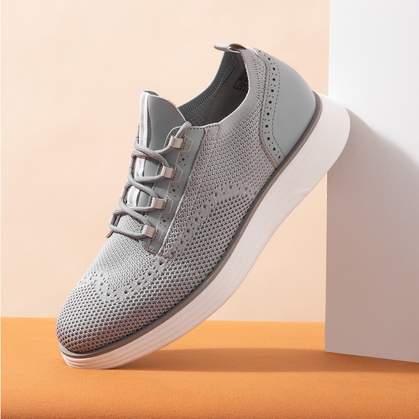 [MaxFlex SuiteCraft+] Men's Smart Casual Knit Oxford Shoes - GREY - 7