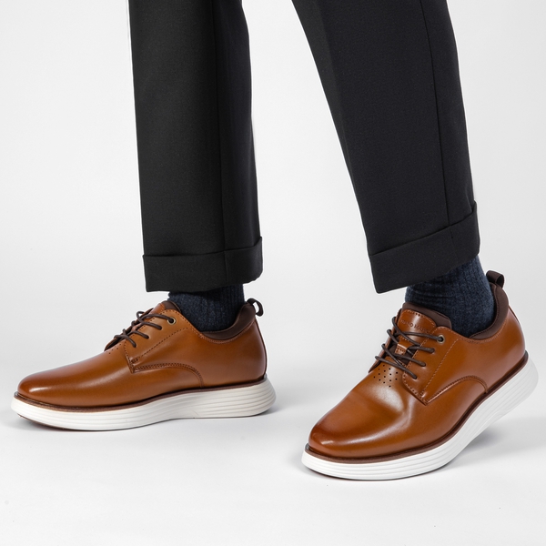 [MaxFlex SuitePolish-] Men's Smart Casual Oxford Hybrid Sneakers - BROWN - 5