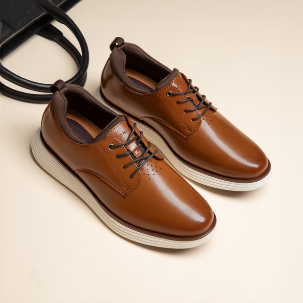 [MaxFlex SuitePolish-] Men's Smart Casual Oxford Hybrid Sneakers - BROWN - 7