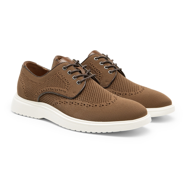 Men's Knitted Casual Wingtip Oxford Sneakers - BROWN - 4