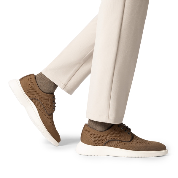 Men's Knitted Casual Wingtip Oxford Sneakers - BROWN - 7