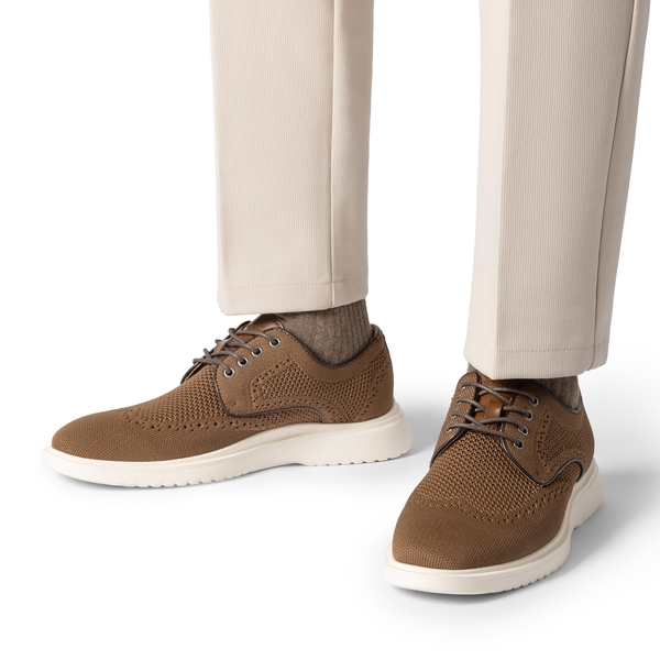 Men's Knitted Casual Wingtip Oxford Sneakers - BROWN - 6