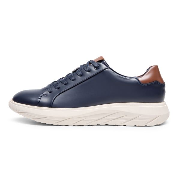Men's Vegan Leather Casual Dress Sneakers - NAVY - 1