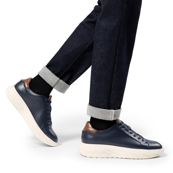 Men's Vegan Leather Casual Dress Sneakers - NAVY - 8