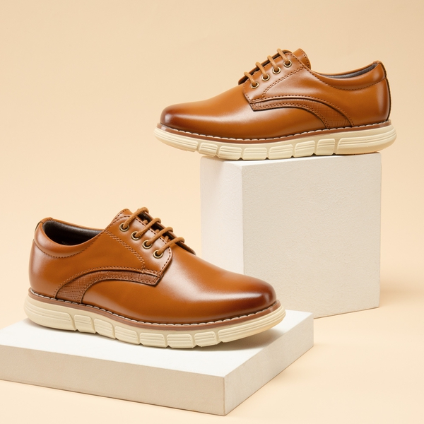 Boys' Non-Slip Oxford Dress Sneakers - BROWN - 8