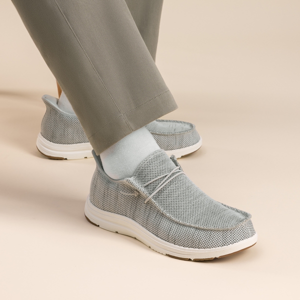 Men's Knitted Slip-On Casual Loafers - GREY - 6