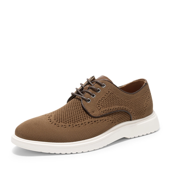 Men's Knitted Casual Wingtip Oxford Sneakers - BROWN -  0