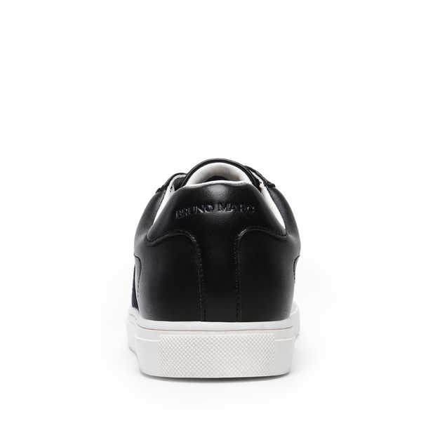 Men's Supportive Vegan Leather Fashion Sneakers - BLACK - 4