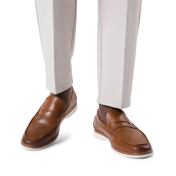 Men's Slip-On Business Penny Loafers - BROWN - 1