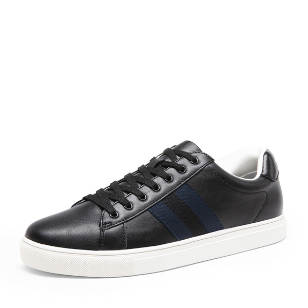 Men's Supportive Vegan Leather Fashion Sneakers - BLACK -  0