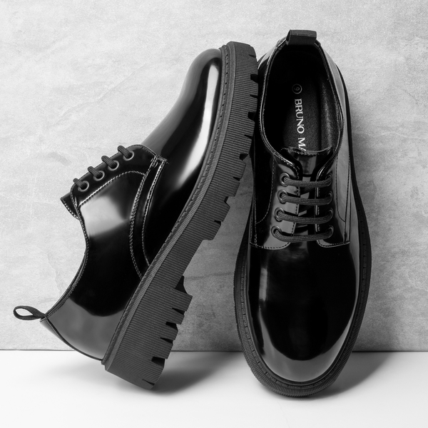 Men's Round-Toe Non-Slip Oxford Shoes - BLACK-PAT - 6