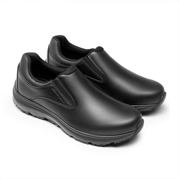 Men's Vegan Leather Slip-On Sneakers - BLACK - 1