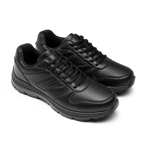 Men's Vegan Leather Non-Slip Work Sneakers - BLACK - 4