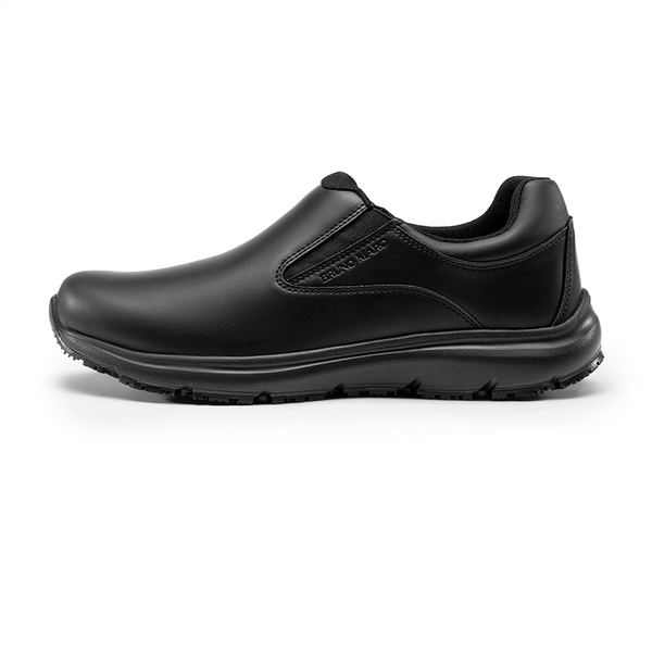 Men's Vegan Leather Slip-On Sneakers - BLACK - 2