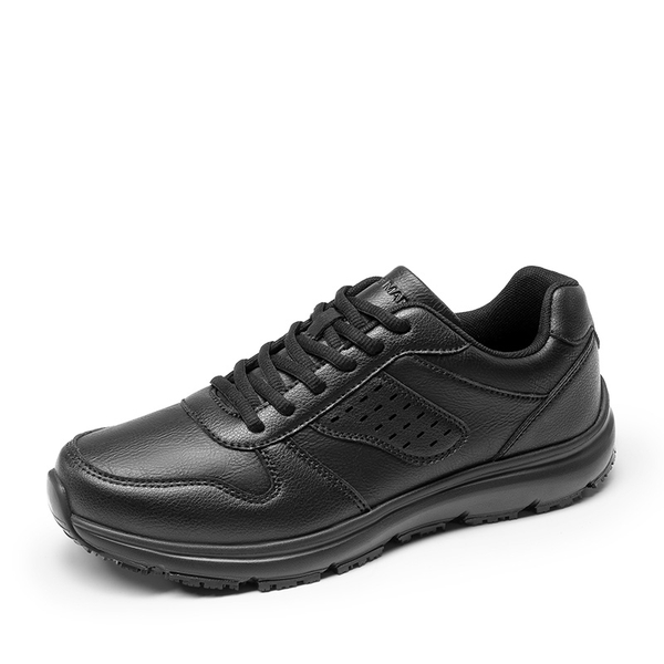 Men's Vegan Leather Non-Slip Work Sneakers - BLACK -  0