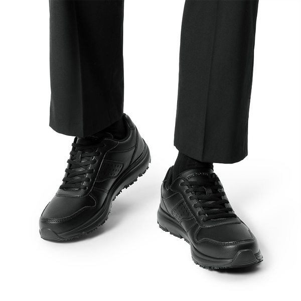 Men's Vegan Leather Non-Slip Work Sneakers - BLACK - 5