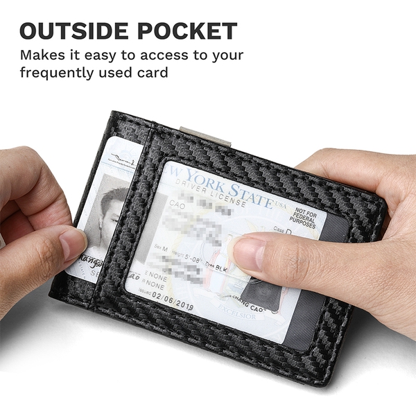 Men' Slim Money Clip Wallet - CARBON - 2