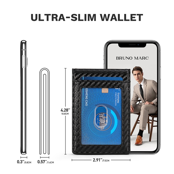 Men' Slim Money Clip Wallet - CARBON - 3