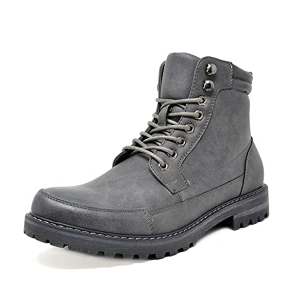 Men's Durable Motorcycles Lace-Up Combat Boots - GREY -  0