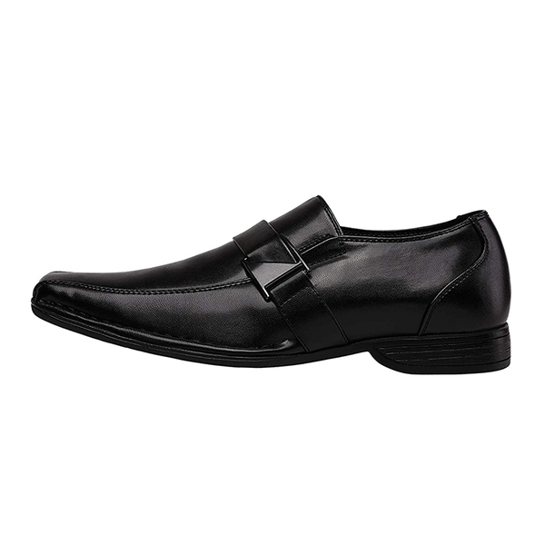 Men's Buckle Strap Dress Loafers - BLACK - 1