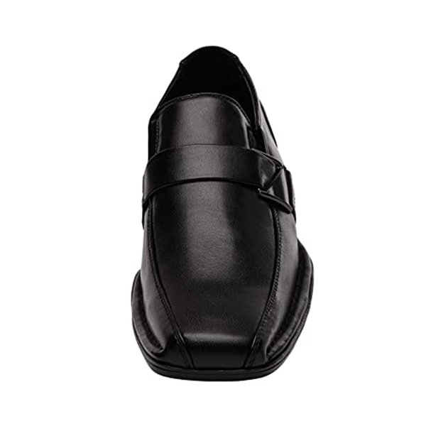 Men's Buckle Strap Dress Loafers - BLACK - 3