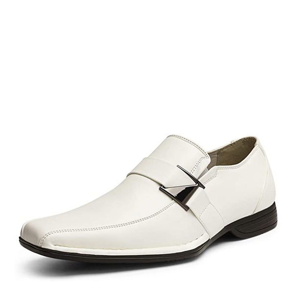 Men's Buckle Strap Dress Loafers - WHITE -  0