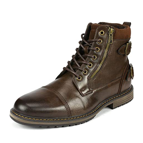 Men's Fur-Lined Oxford Dress Boots - BROWN -  0