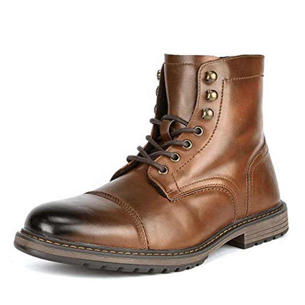 Men's Motorcycle Combat Oxford Boots - CAMEL -  0