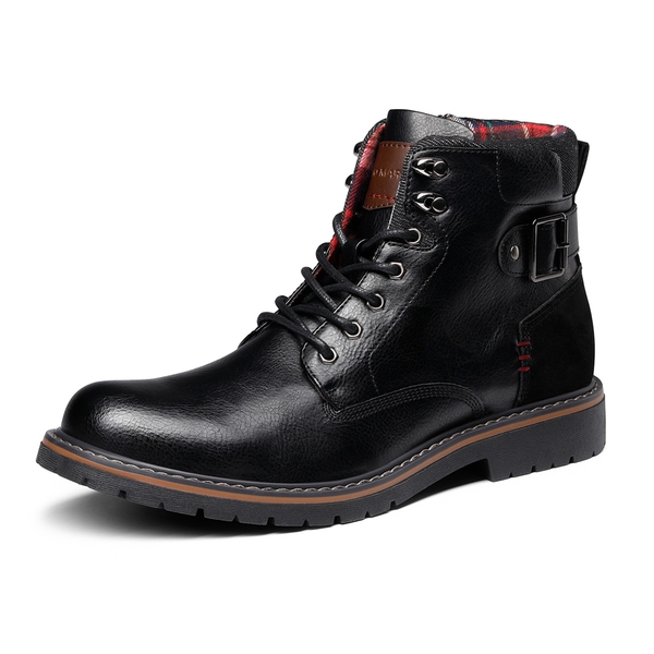 Men's Motorcycle Combat Boots - BLACK -  0