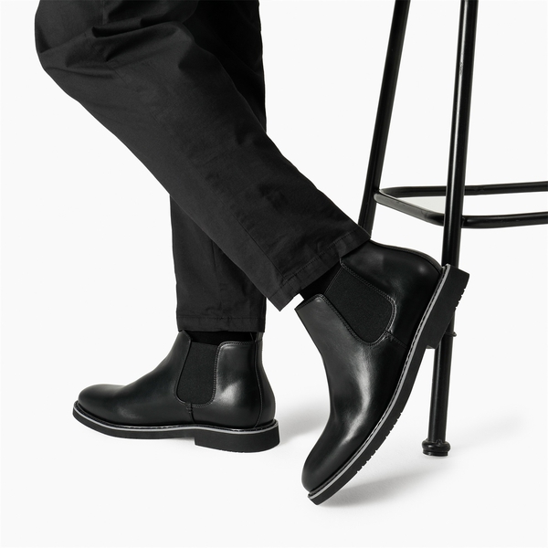 Men's Vegan Leather Chelsea Boots - BLACK - 4