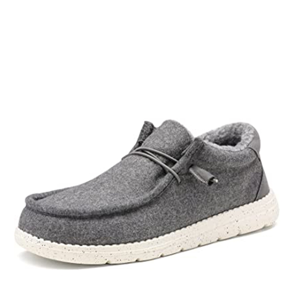 Men's Lightweight Faux Fur-Lined Slip-On Loafers - GREY -  0