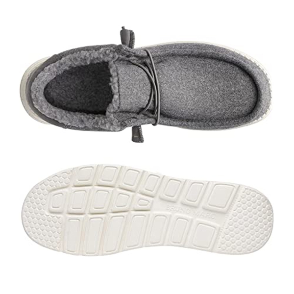 Men's Lightweight Faux Fur-Lined Slip-On Loafers - GREY - 2