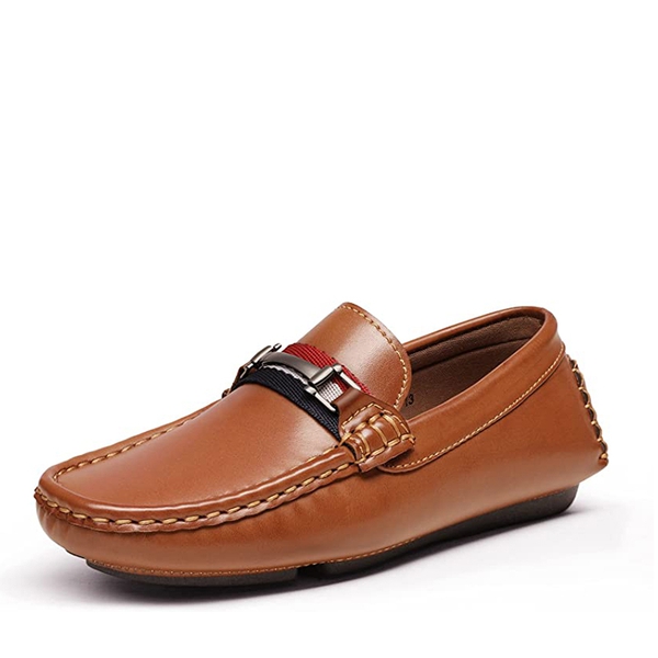 Boys' Smart Casual Non-Slip Bit Loafers - BROWN -  0