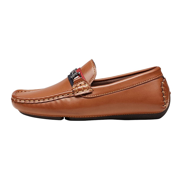 Boys' Smart Casual Non-Slip Bit Loafers - BROWN - 1