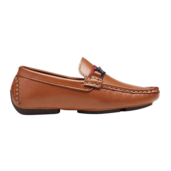 Boys' Smart Casual Non-Slip Bit Loafers - BROWN - 2