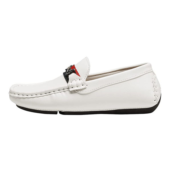 Boys' Comfortable Horsebit Loafer Shoes - WHITE - 2