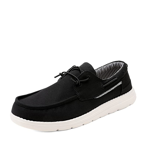 Minimalist Men's Slip On  Canvas Loafers - BLACK -  0