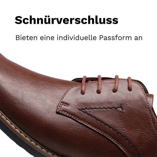 Men's Synthetic Leather Derby Shoes with Stiching - BROWN - 1