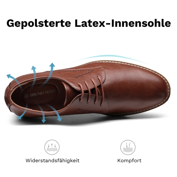 Men's Synthetic Leather Derby Shoes with Stiching - BROWN - 2