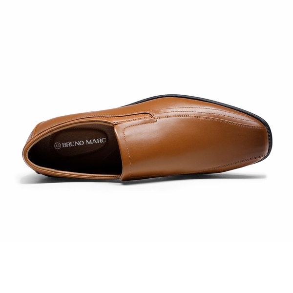 Men's Formal Slip-On Dress Loafers - BROWN - 3