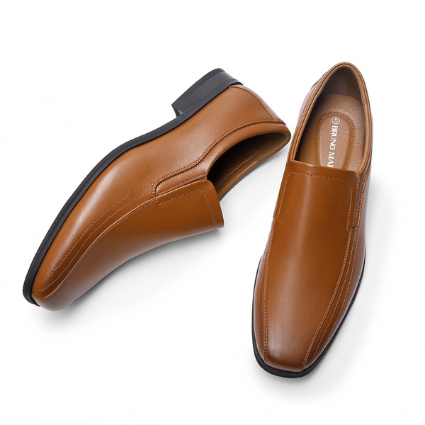Men's Formal Slip-On Dress Loafers - BROWN - 5