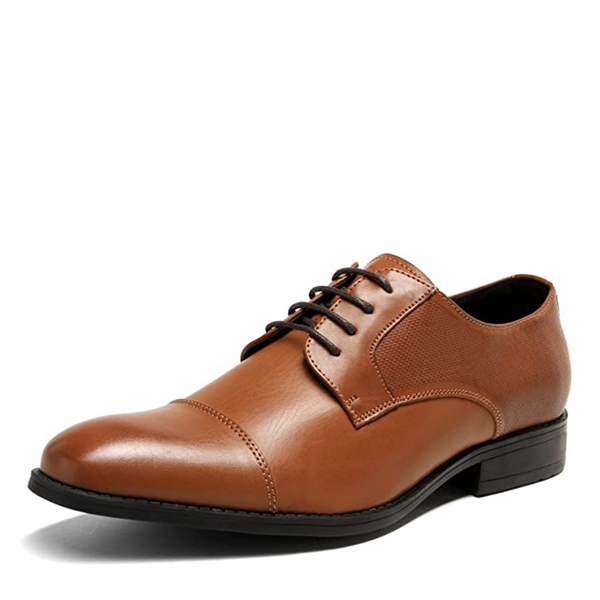 Men's Oxford Vegan Leather Dress Shoes - BROWN -  0