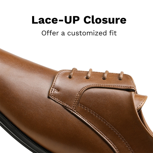 Men's Formal Lace-Up Derby Shoes - BROWN - 1