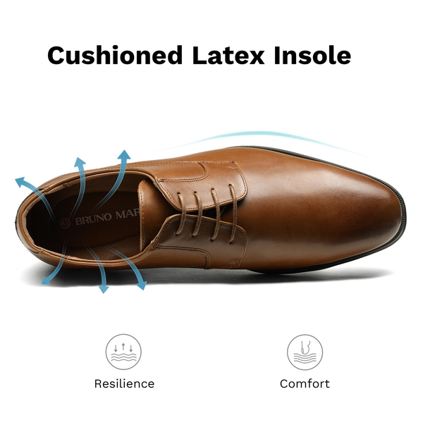 Men's Formal Lace-Up Derby Shoes - BROWN - 2