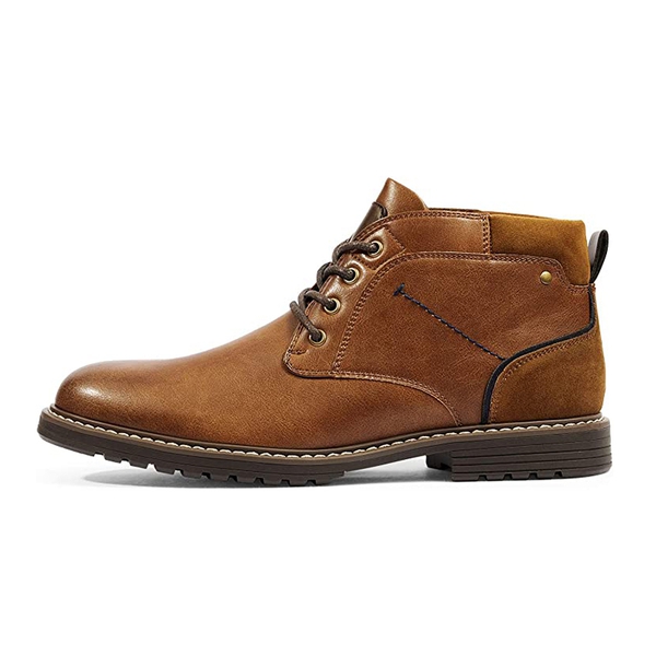 Men's Synthetic Leather Chukka Dress Boots - BROWN - 1
