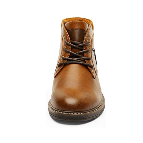 Men's Synthetic Leather Chukka Dress Boots - BROWN - 2